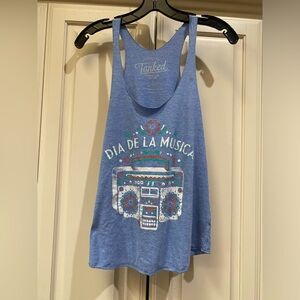 TANKED blue tank top with graphics